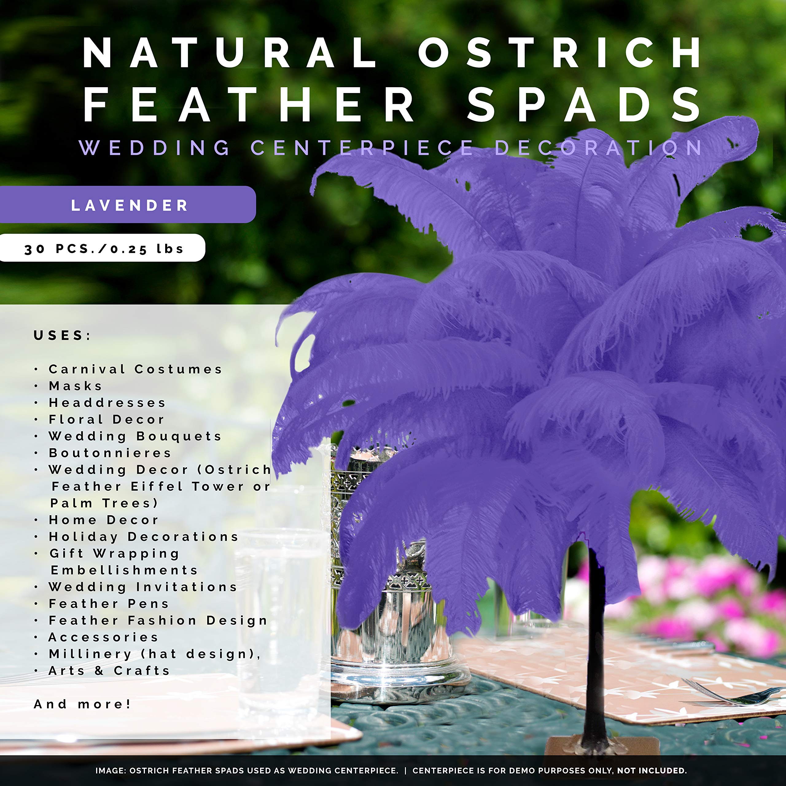 ZUCKER 18-24" (46-61 cm) 1/4 lb Lavender Feather Wedding Centerpiece Decor - Spads - Image 5