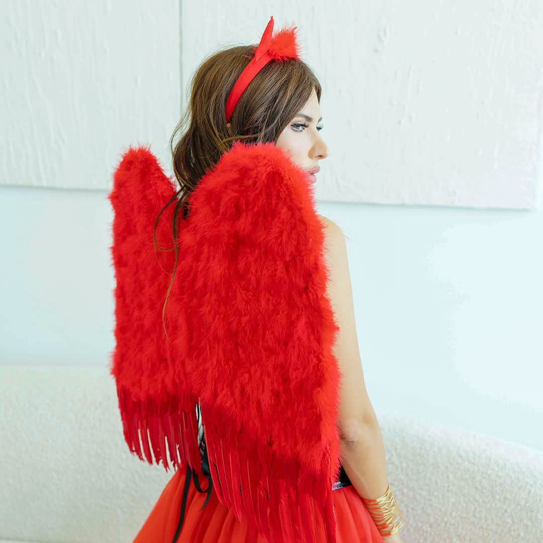 ZUCKER Angel Wings - Medium Natural Feather Wings in Black, White or Red for Women & Men - Devil, Boudoir, Costume Cosplay - Image 6