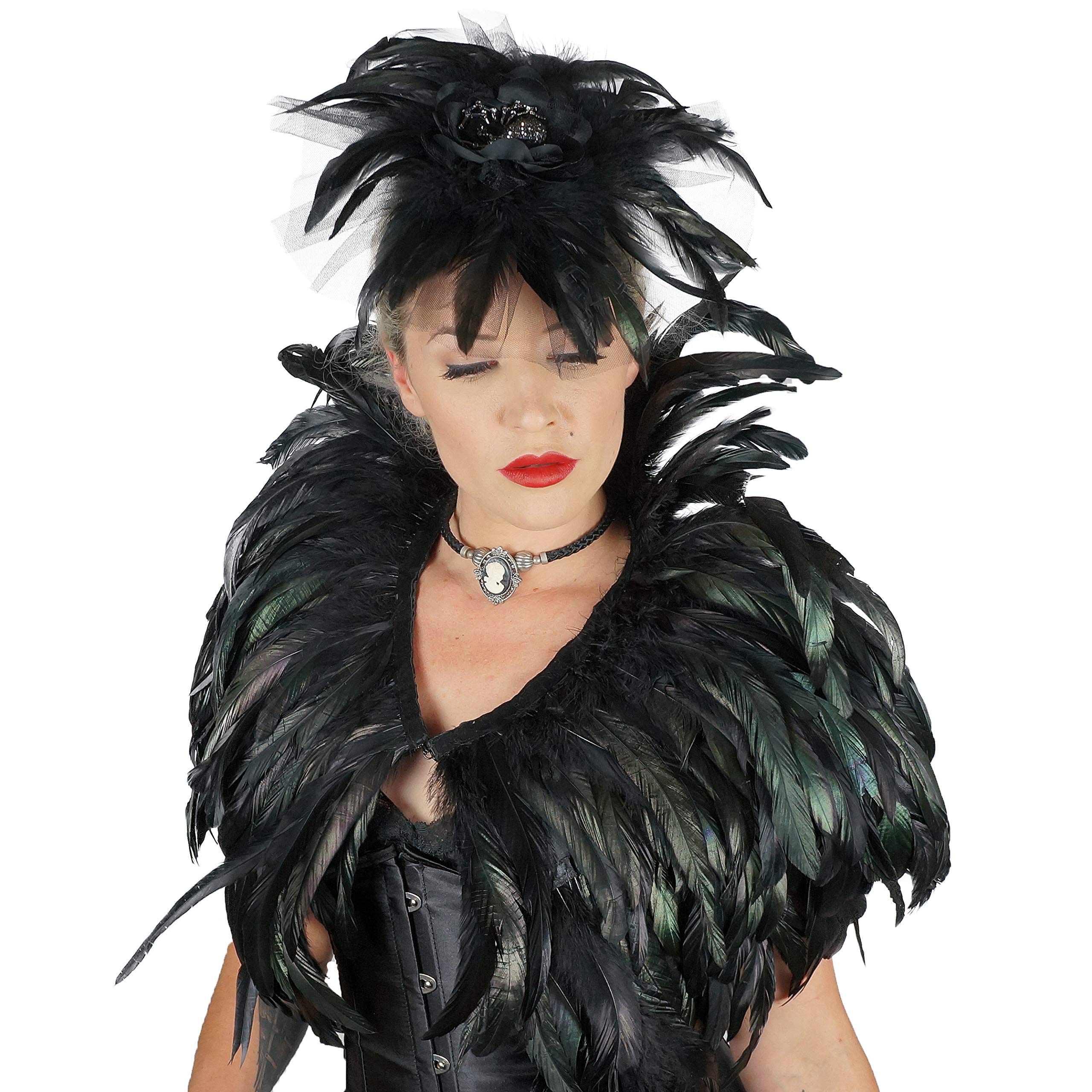 ZUCKER Jeweled Black Widow Spider Headband - Black Feather Hair Accessory for Halloween or Cosplay - Image 5